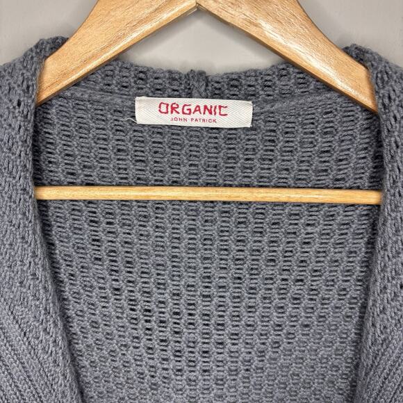 Organic by John Patrick Women's Cardigan Long Line Cashmere Blend Gray Med Shawl - Picture 3 of 11